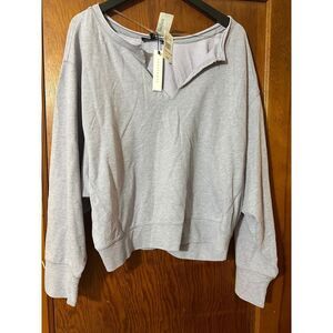 Sanctuary Breslin Split Neck Sweatshirt Womens Size L Long Sleeve Lavender NWT
